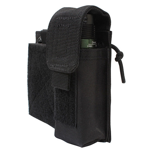 Funda MOLLE administrativa negra 12 x 15 cm en poliéster con 2 bolsillos