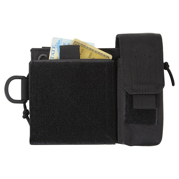Funda MOLLE administrativa negra 12 x 15 cm en poliéster con 2 bolsillos