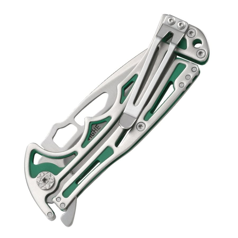Navaja plegable NIRK TIGHE verde, hoja lisa 8,05 cm, clip de bolsillo
