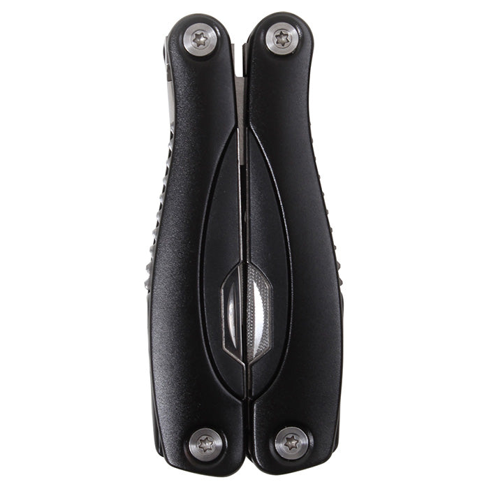 Alicates multifunción con funda de nylon negra, 16 cm desplegados, 10 cm plegados