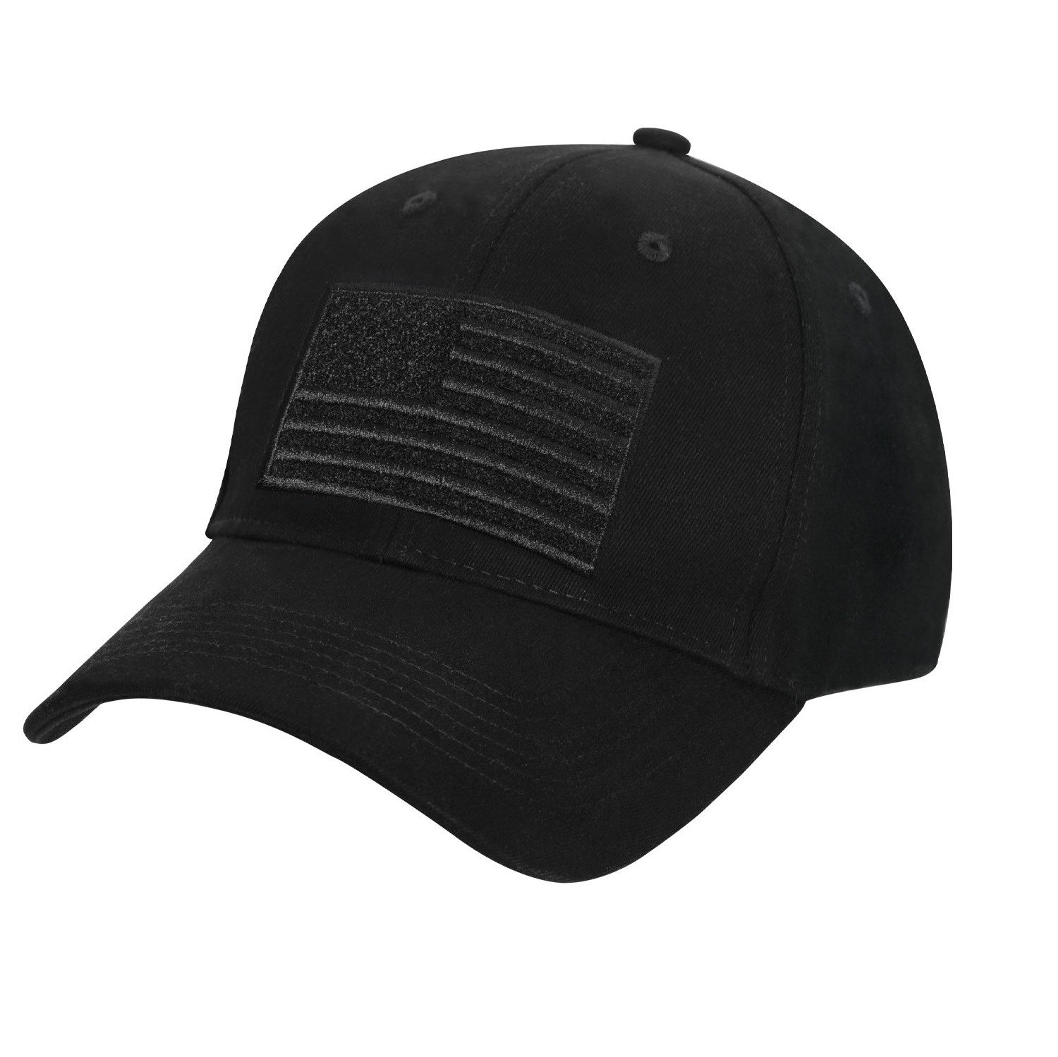 Gorra baseball US velcro negra con panel para parches 63 x 50 mm
