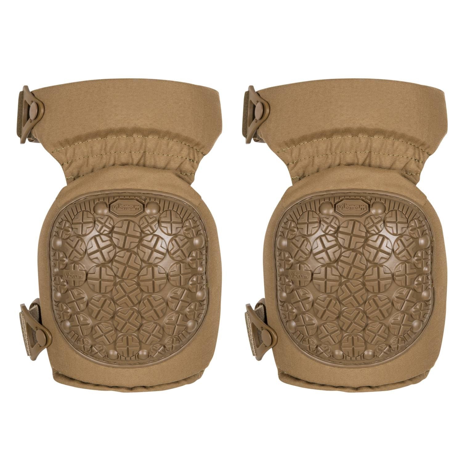 Protectores de rodilla AltaContour 360 Vibram en color coyote, vista frontal del par