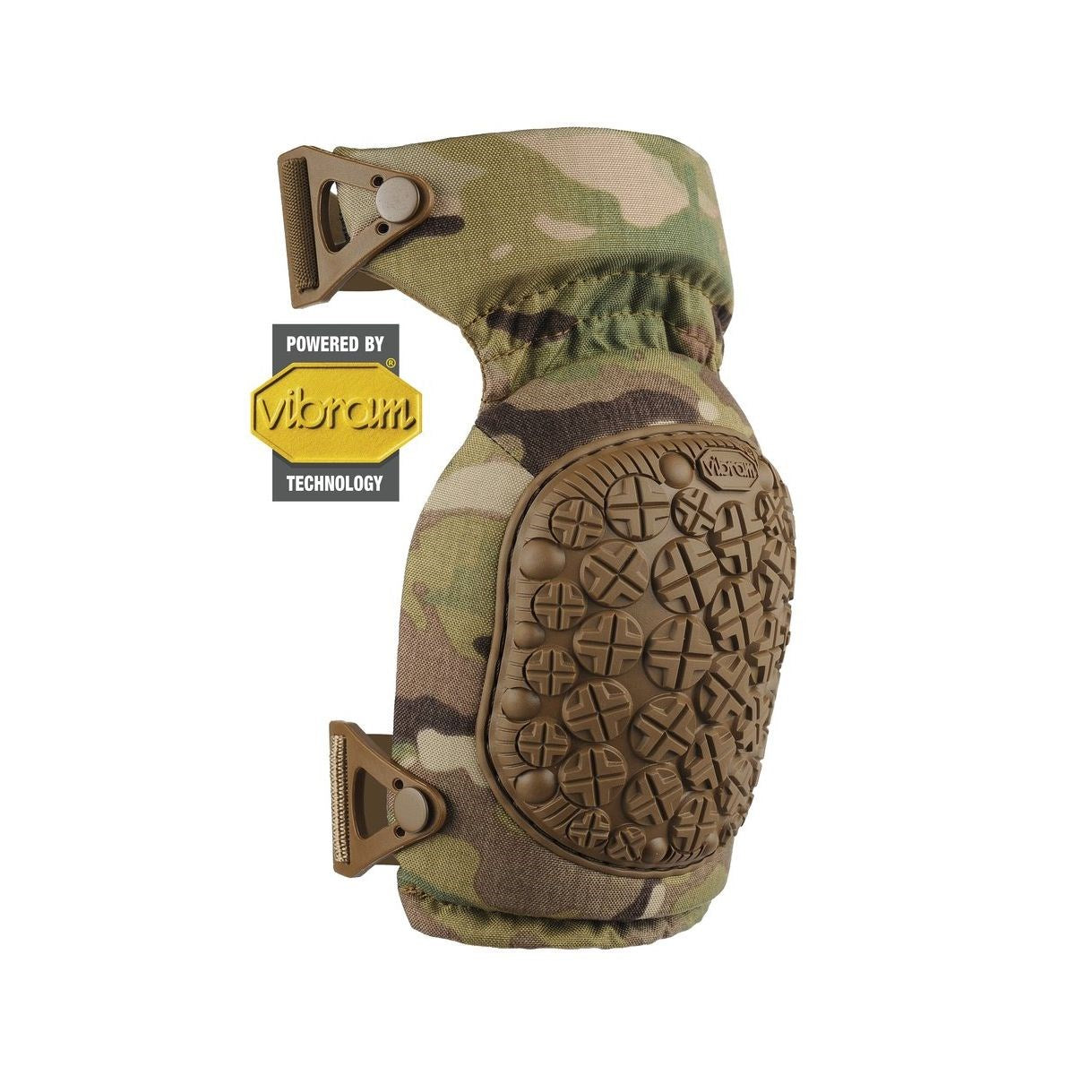 Protectores de rodilla AltaContour 360 Vibram en color coyote, vista frontal del par