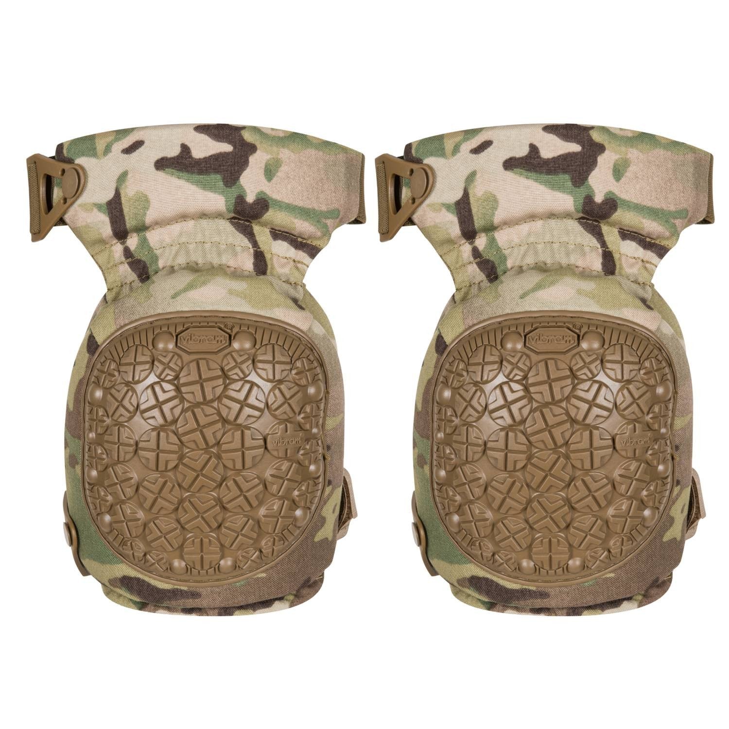 Protectores de rodilla AltaContour 360 Vibram en color coyote, vista frontal del par