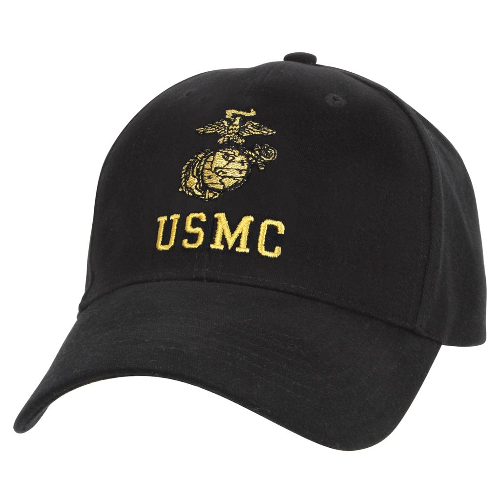 Gorra USMC negra con emblema bordado