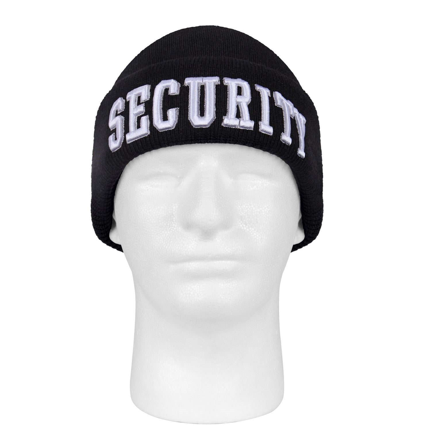 Gorro de punto negro DELUXE con texto 3D 'SECURITY' bordado