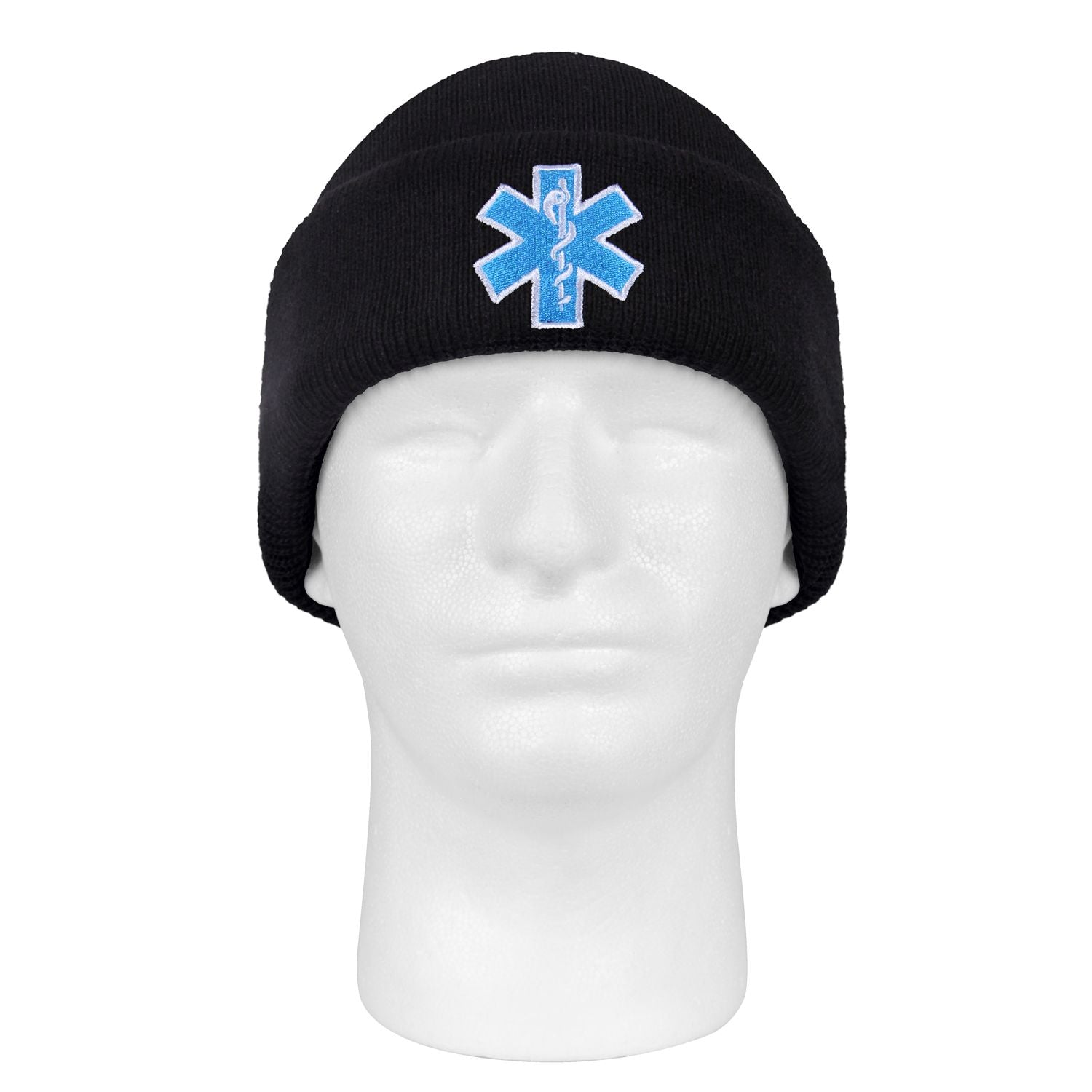 Gorro de punto negro con bordado Estrella de la Vida (EMS)