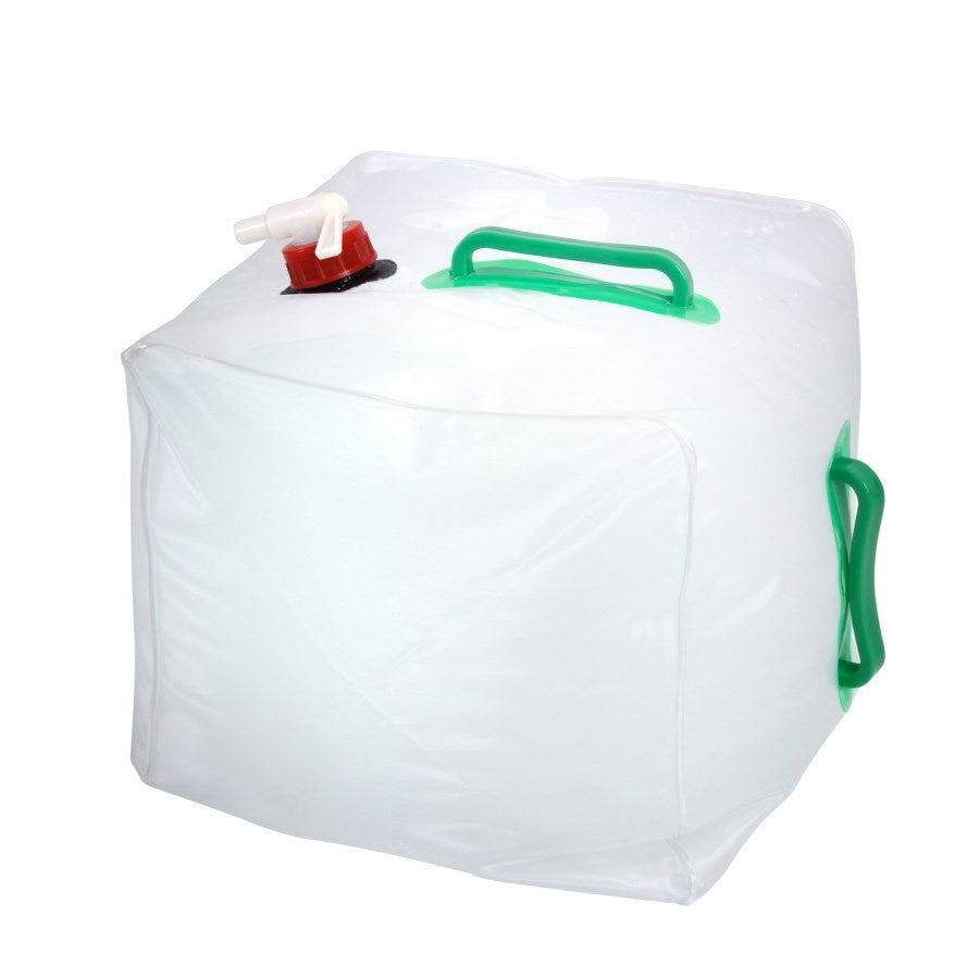 Bidón plegable transparente para agua con válvula, capacidad aprox. 19 L