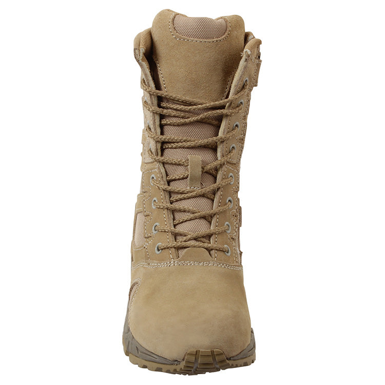 Botas tácticas DEPLOYMENT KHAKI con cremallera YKK, empeine de ante y malla transpirable, suela EVA y exterior de goma