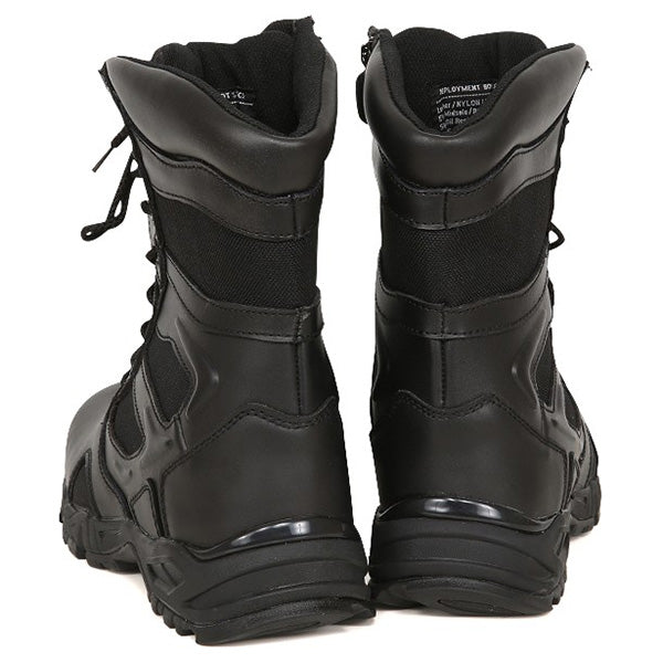 Botas FORCED ENTRY DEPLOYMENT 8'' negras, parte superior cuero y nylon, cordones y cremallera YKK, suela COLLAR