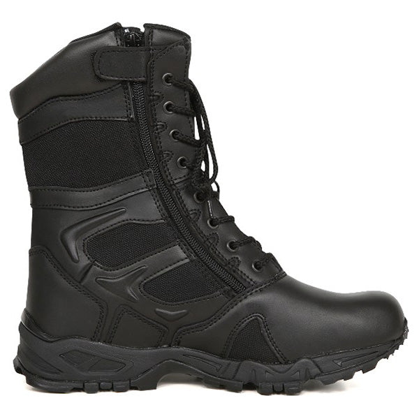 Botas FORCED ENTRY DEPLOYMENT 8'' negras, parte superior cuero y nylon, cordones y cremallera YKK, suela COLLAR
