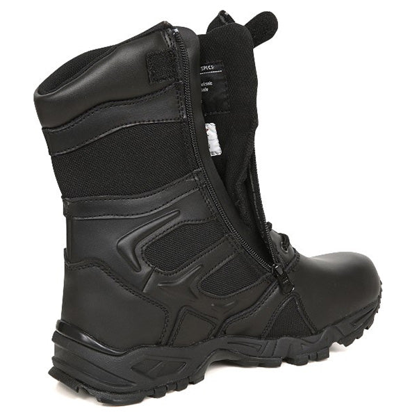 Botas FORCED ENTRY DEPLOYMENT 8'' negras, parte superior cuero y nylon, cordones y cremallera YKK, suela COLLAR