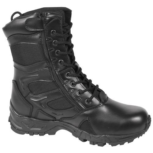 Botas FORCED ENTRY DEPLOYMENT 8'' negras, parte superior cuero y nylon, cordones y cremallera YKK, suela COLLAR