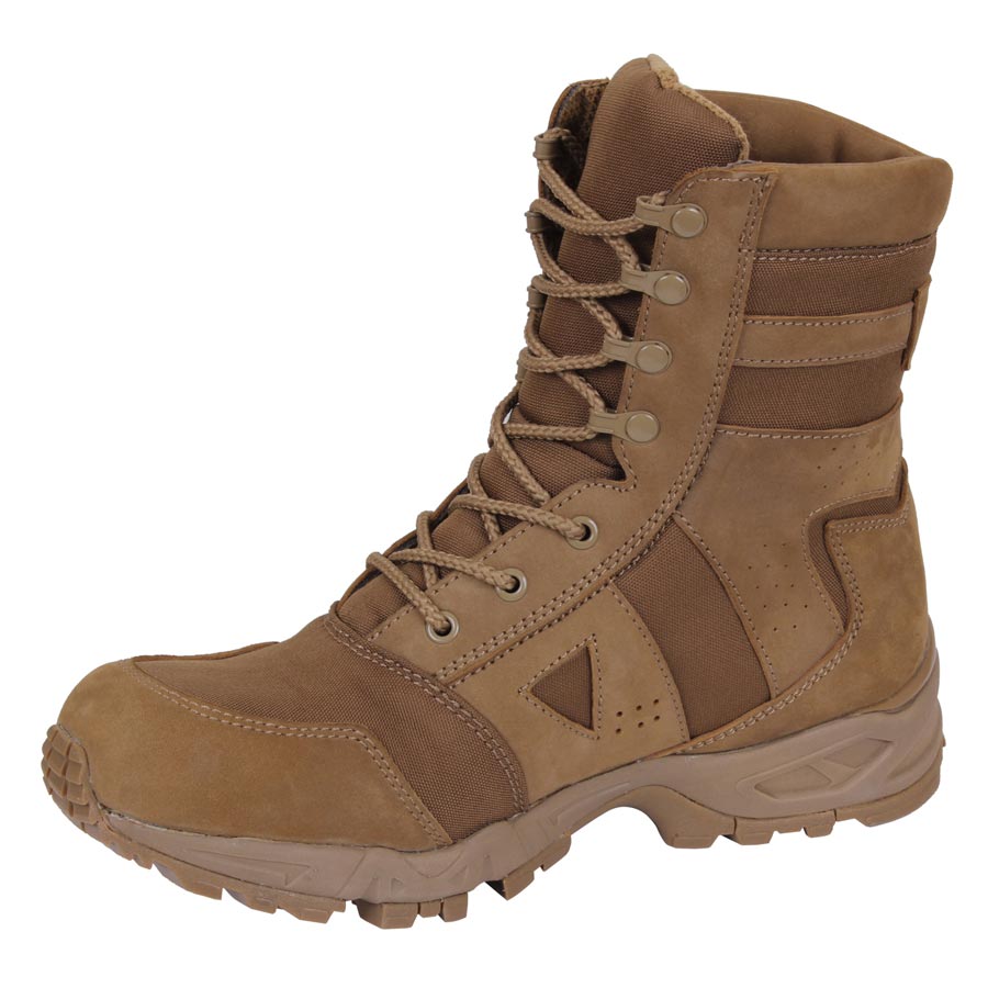 Botas tácticas AR 670-1 Forced Entry color coyote, nubuk y nylon, altura aprox. 20 cm, suela de goma