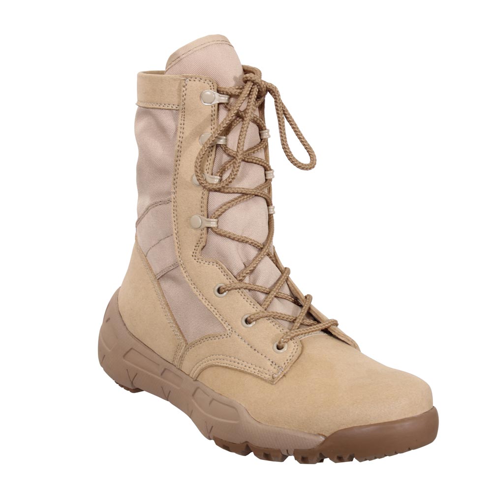 Botas tácticas Rothco V-MAX ligeras color desierto, caña alta, goma EVA, nylon y ante