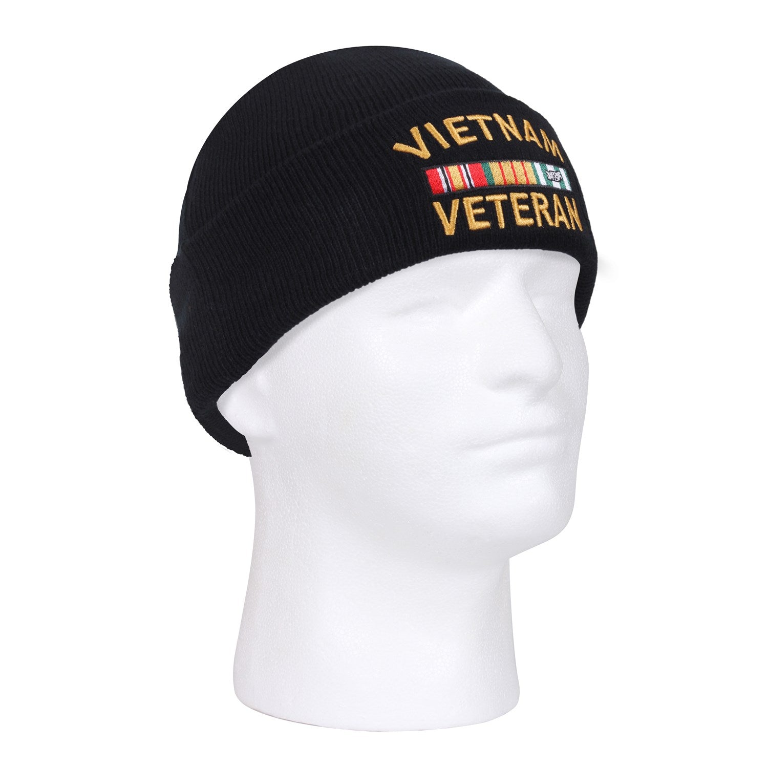 Gorro negro de punto fino con bordado Vietnam Veteran