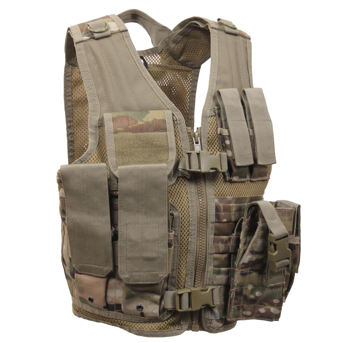Chaleco táctico infantil MULTICAM en 1000D Cordura con cierre cremallera, hebillas Fastex y sistema MOLLE