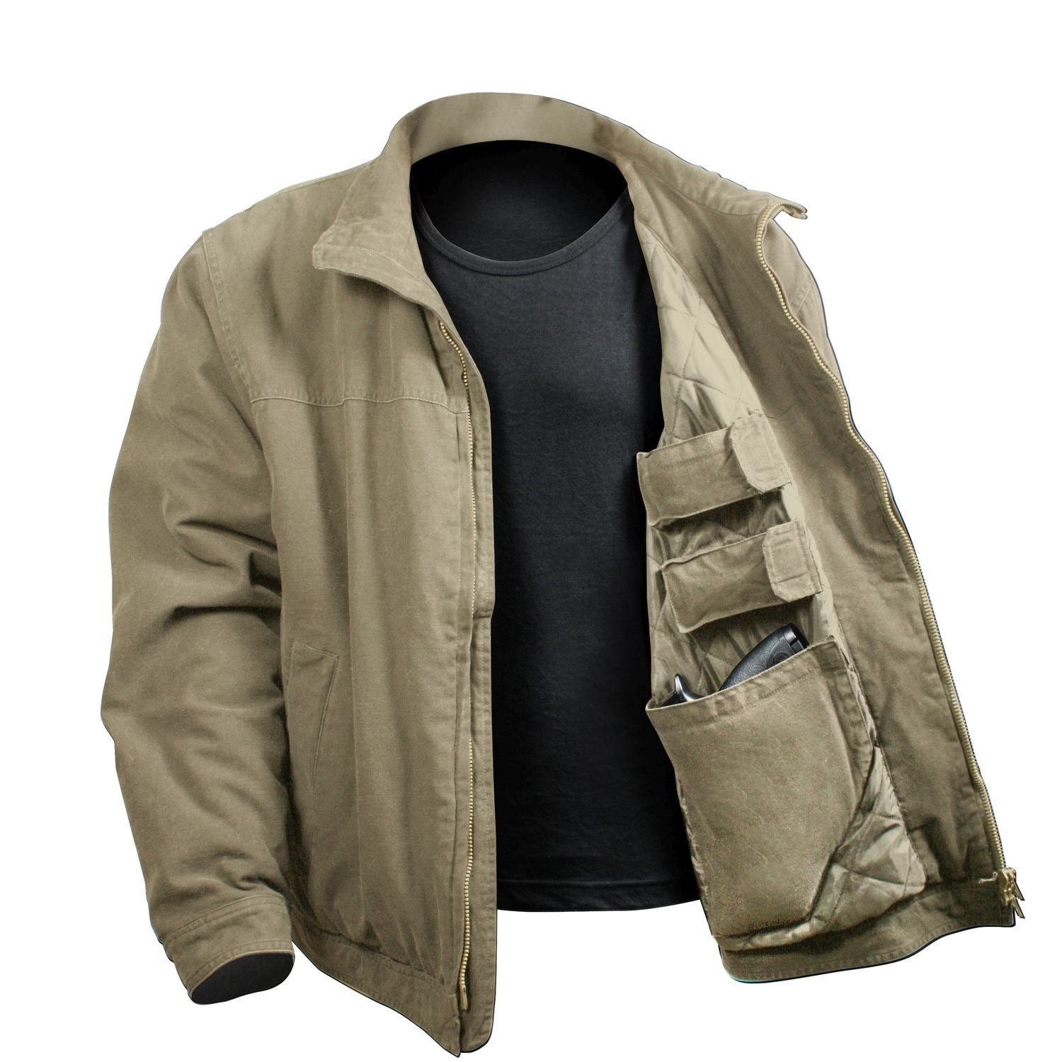 Chaqueta 3 SEASON KHAKI con bolsillos interiores para porte oculto y cargadores