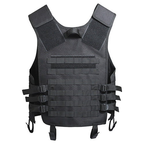 Chaleco MOLLE negro con correas para fijar bolsas