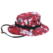 Sombrero Boonie Digital rojo con orificios de ventilación y cordón con tope de cuero