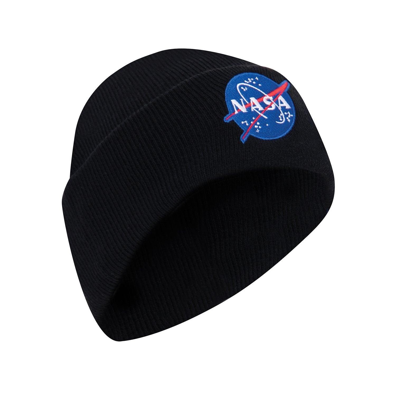 Gorro de punto NASA Deluxe negro con logo bordado