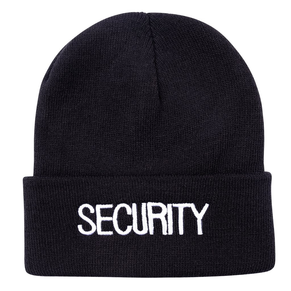 Gorro de punto negro con bordado 'SECURITY' - 100% acrílico