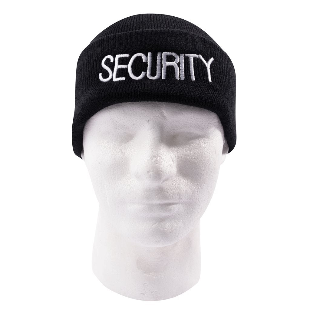 Gorro de punto negro con bordado 'SECURITY' - 100% acrílico