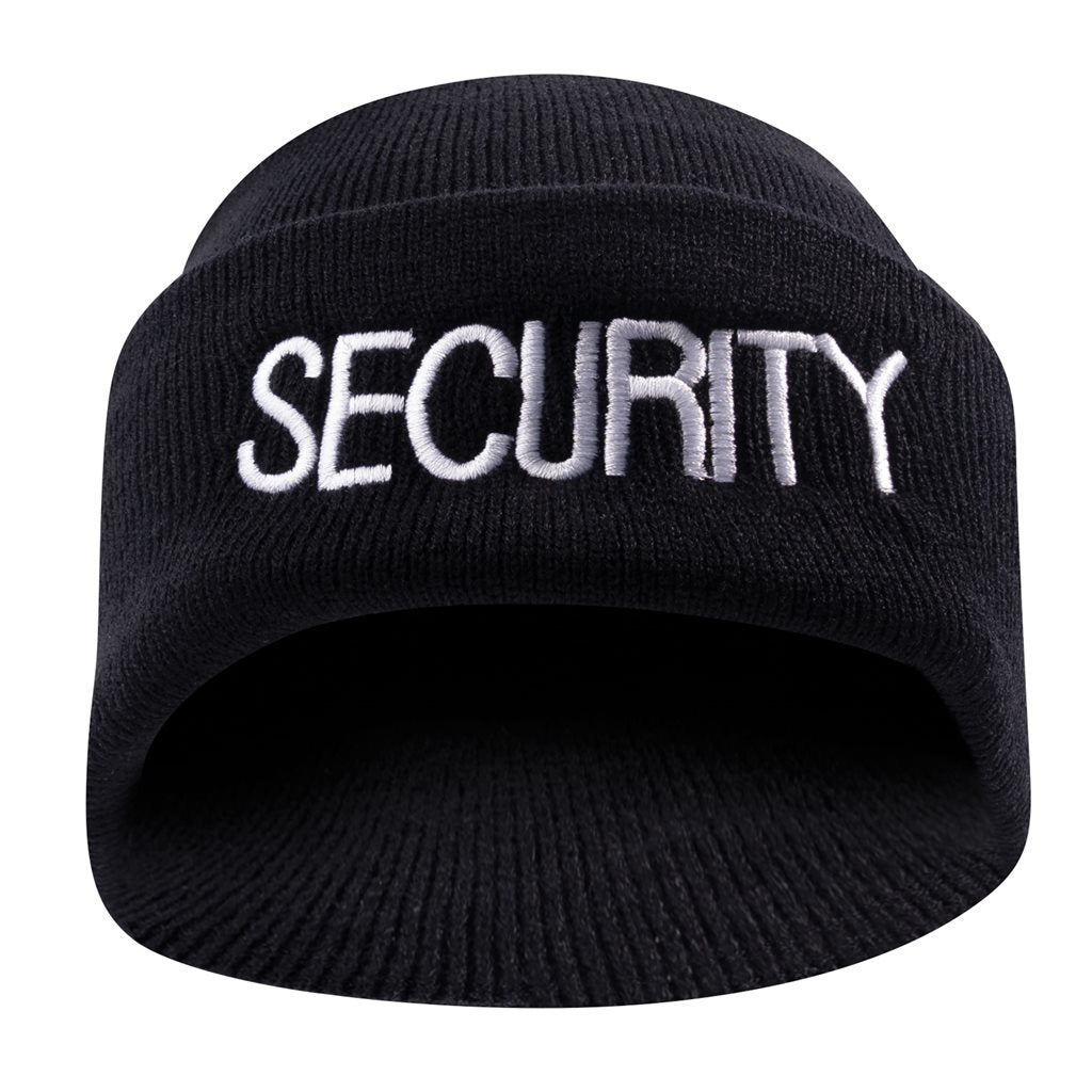 Gorro de punto negro con bordado 'SECURITY' - 100% acrílico