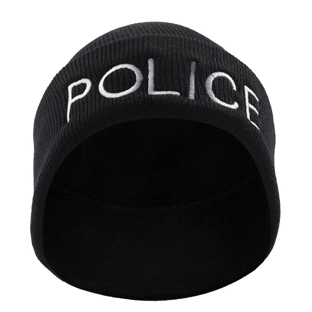 Gorro de punto negro con bordado POLICE
