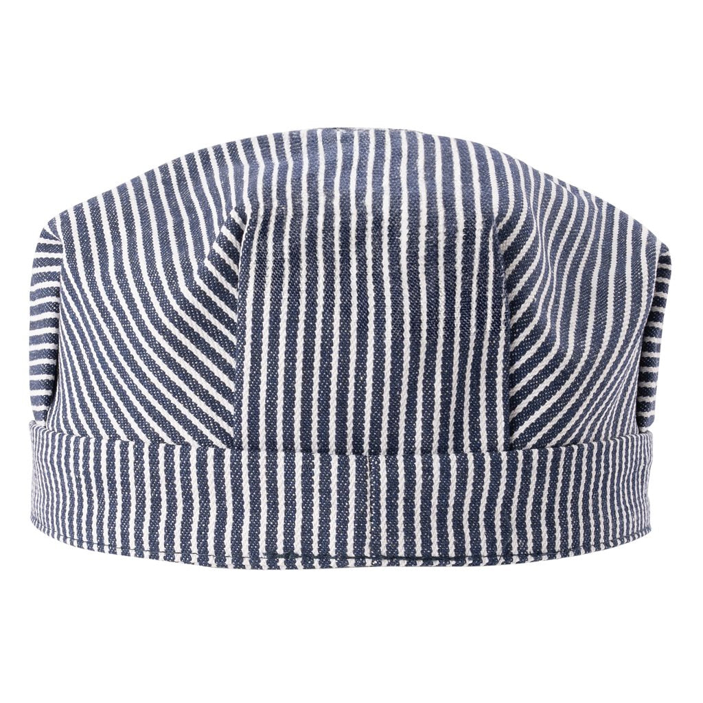 Gorra con visera ENGINEER blanca con rayas azules en denim, 100% algodón