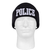 Gorro de punto negro con inscripción 3D POLICE bordada
