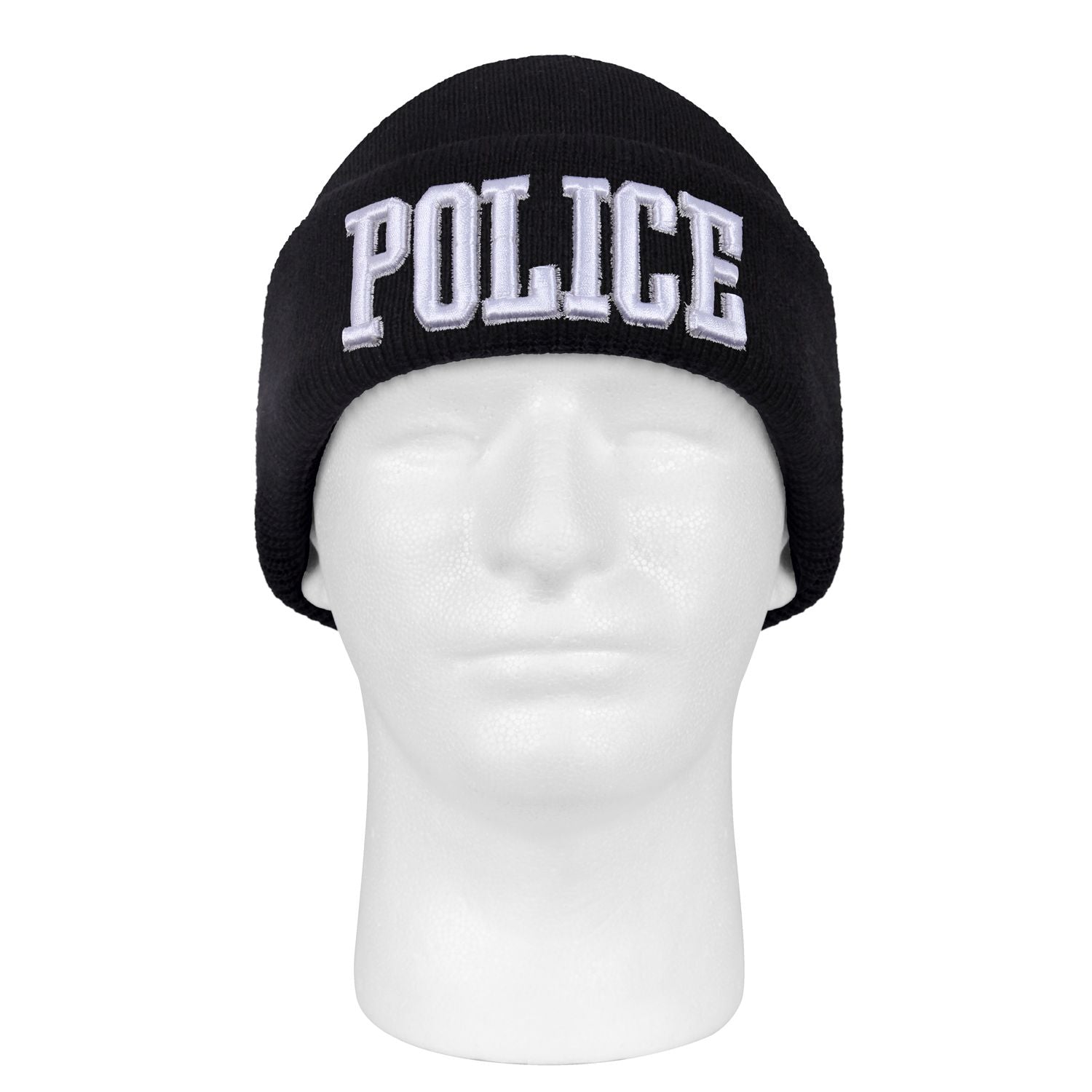 Gorro de punto negro con inscripción 3D POLICE bordada