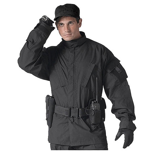 Blusa SDU negra con tejido rip-stop y bolsillos prácticos, diseño militar