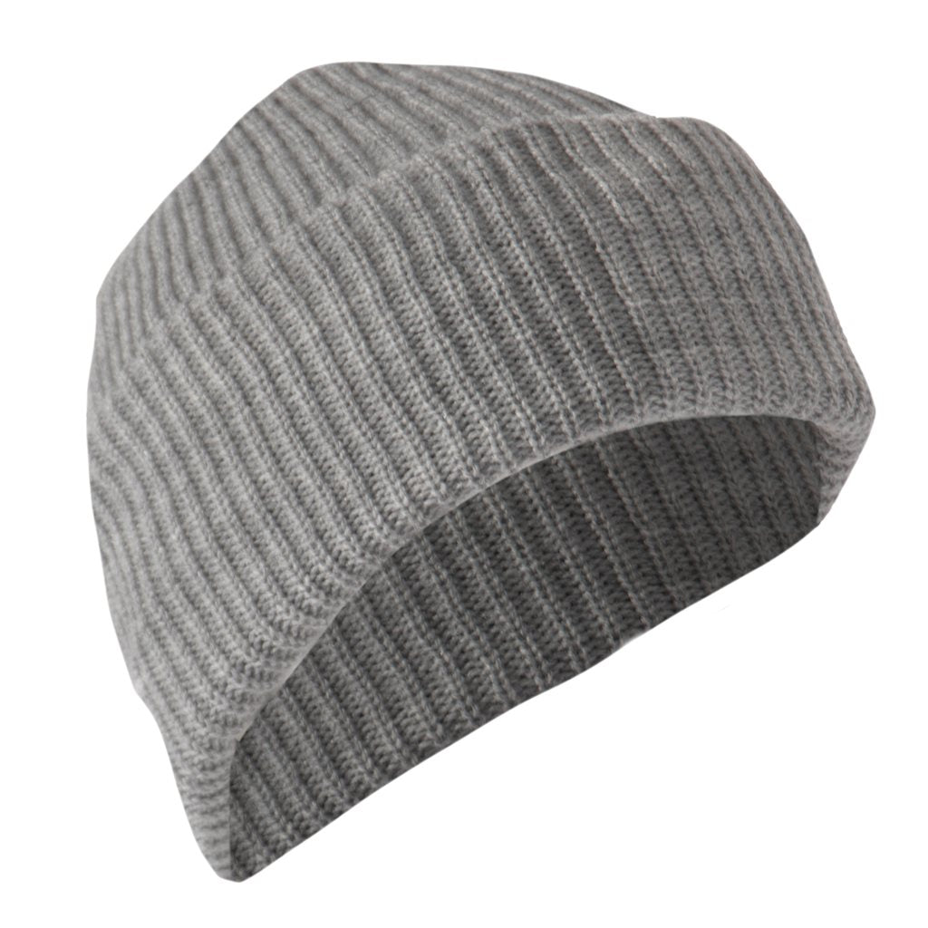 Gorro de punto acrílico US gris oscuro, tejido, ajuste ceñido, 100% acrílico