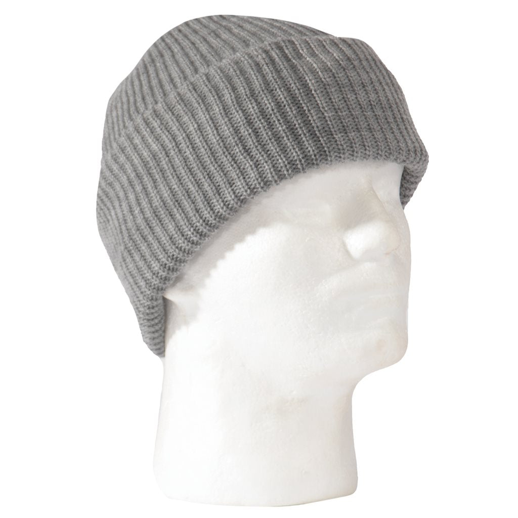 Gorro de punto acrílico US gris oscuro, tejido, ajuste ceñido, 100% acrílico