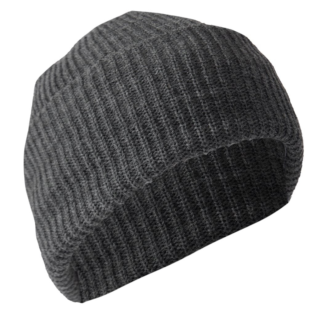 Gorro de punto acrílico US gris oscuro, tejido, ajuste ceñido, 100% acrílico