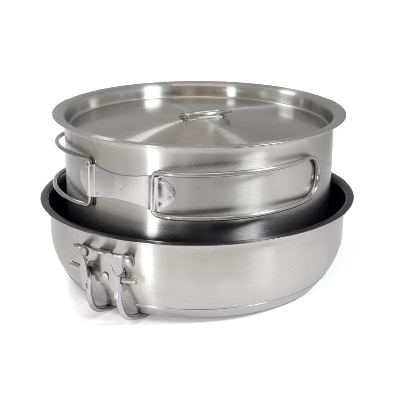 Set de cocina exterior 5 piezas NEREZ con superficie antiadherente y cuenco de acero inoxidable