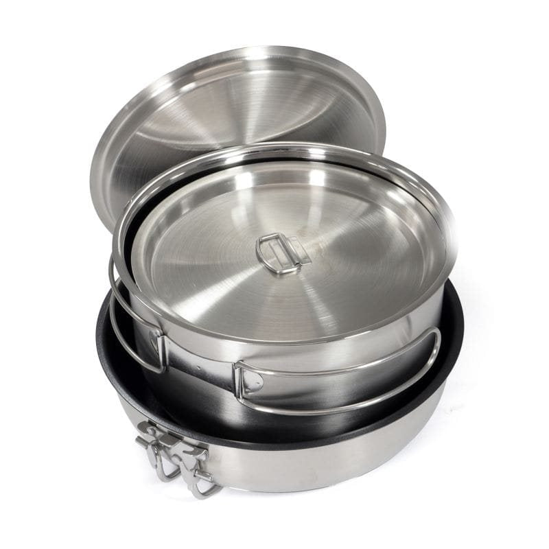 Set de cocina exterior 5 piezas NEREZ con superficie antiadherente y cuenco de acero inoxidable