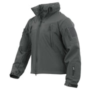 Chaqueta softshell CONCEALED CARRY gris con capucha y bolsillos, vista frontal