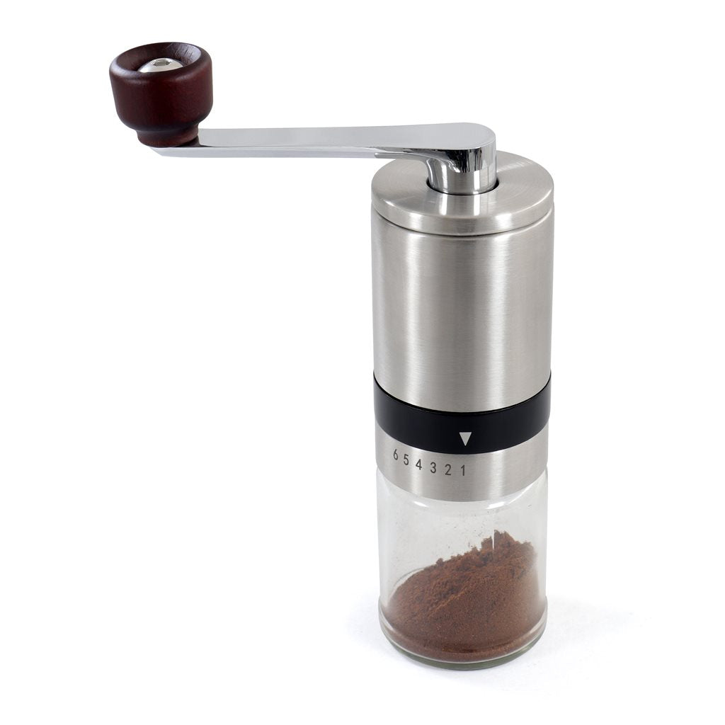 Molino de café con 6 niveles de molienda, muelas cerámicas y recipiente de vidrio apto para lavavajillas