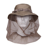 Sombrero tipo Boonie MOSKITO KHAKI con mosquitera integrada, color kaki, 55% algodón 45% poliéster, malla 100% poliéster