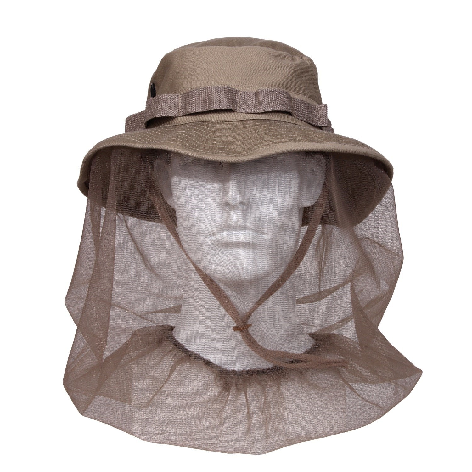 Sombrero tipo Boonie MOSKITO KHAKI con mosquitera integrada, color kaki, 55% algodón 45% poliéster, malla 100% poliéster