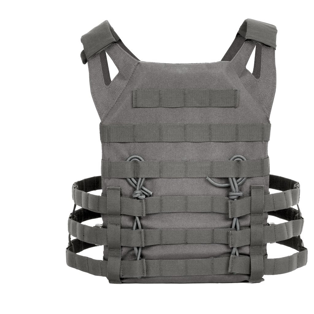 Chaleco MOLLE portaplacas ligero mostrado, sistema MOLLE y paneles para cargadores y placas balísticas