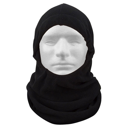 Pasamontañas Polar Fleece negro con un agujero, vista frontal