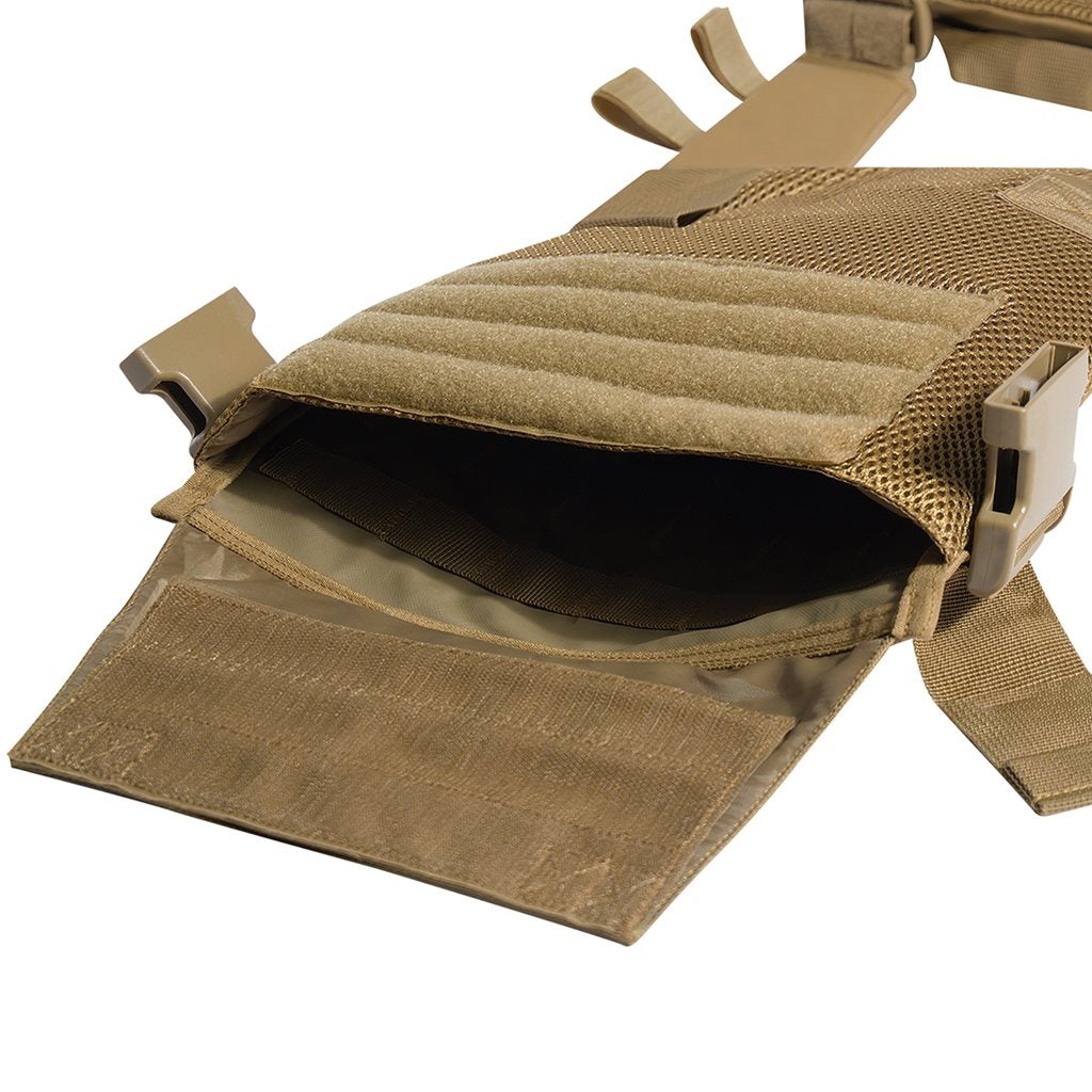 Portaplacas Low Profile ROTHCO, ligero de poliéster con montaje modular y velcro, compatible con paneles SAPI/ESAPI