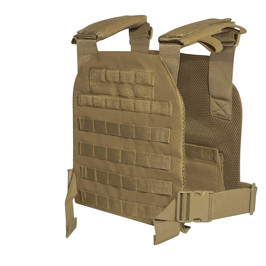 Portaplacas Low Profile ROTHCO, ligero de poliéster con montaje modular y velcro, compatible con paneles SAPI/ESAPI