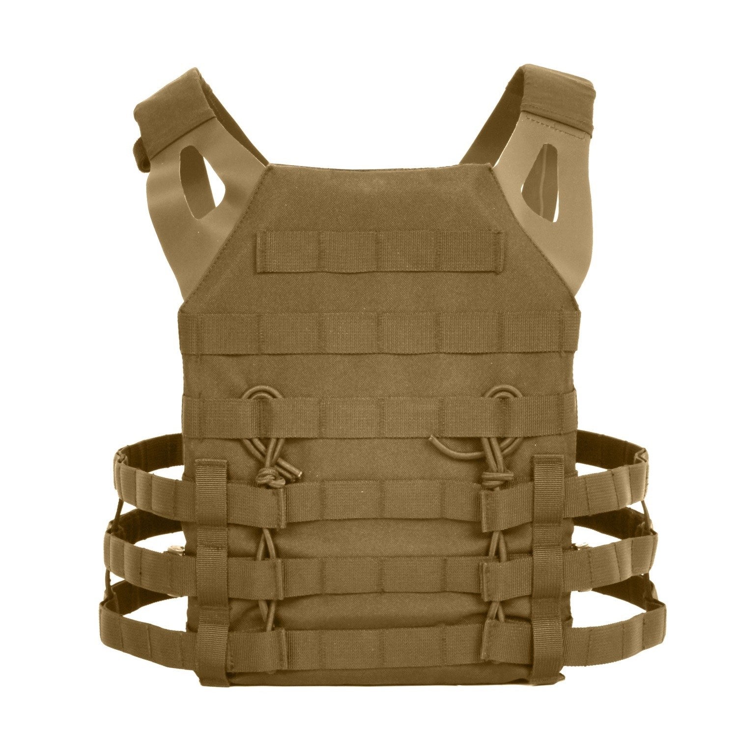 Chaleco MOLLE portaplacas ligero mostrado, sistema MOLLE y paneles para cargadores y placas balísticas