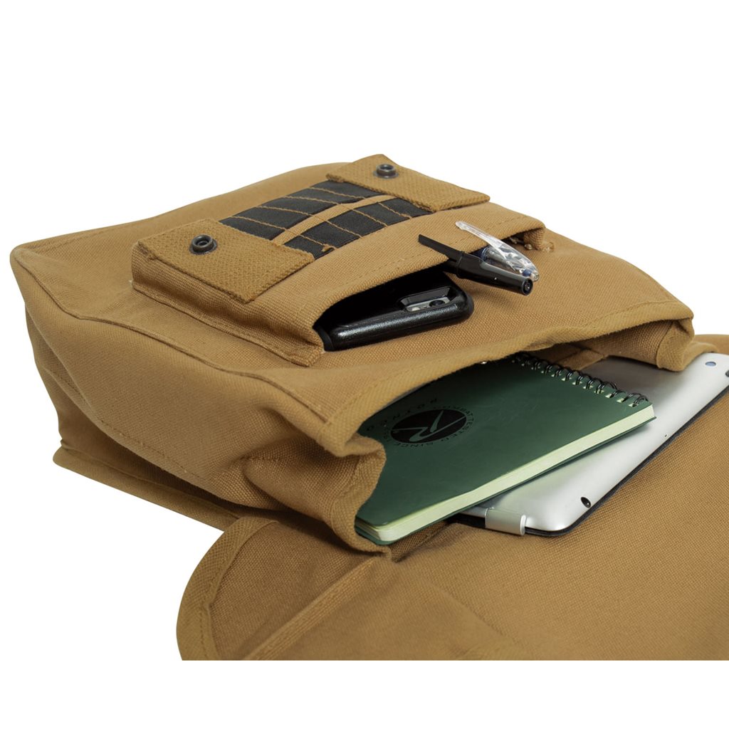 Bolso bandolera MAP CASE verde en algodón canvas estilo vintage, apto para iPad y tablets