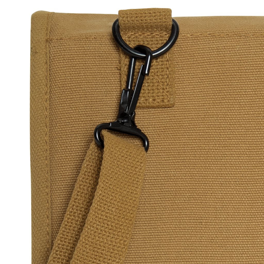 Bolso bandolera MAP CASE verde en algodón canvas estilo vintage, apto para iPad y tablets
