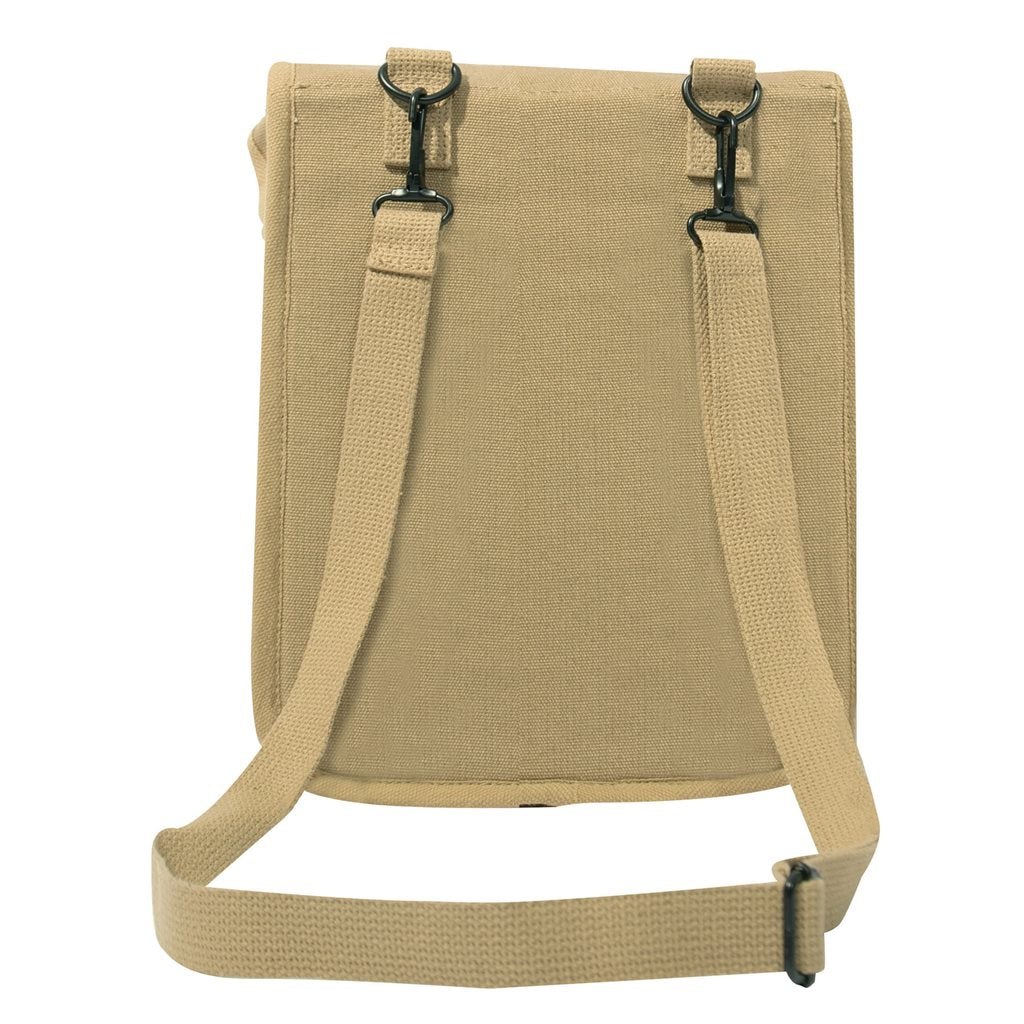 Bolso bandolera MAP CASE verde en algodón canvas estilo vintage, apto para iPad y tablets